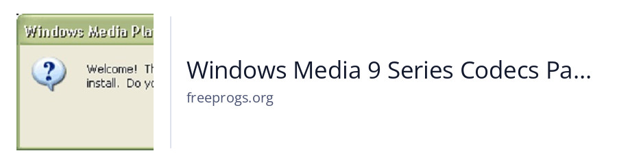 Windows Media 9 Series Codecs Package