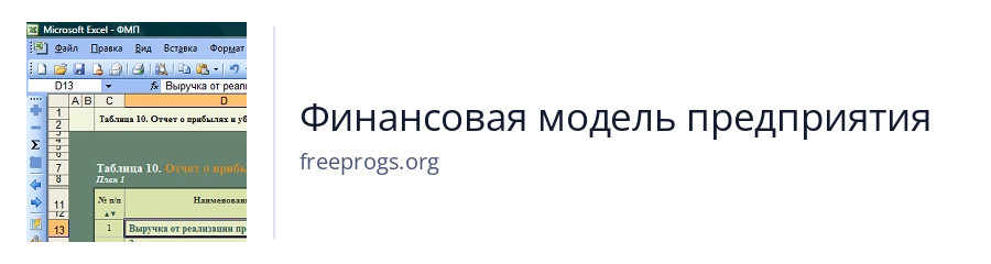 Финансовая модель предприятия